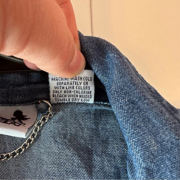 91 American Biker Vintage Denim Jean Vest Size L Bikercore Riding Motorcycles - Picture 4 of 6